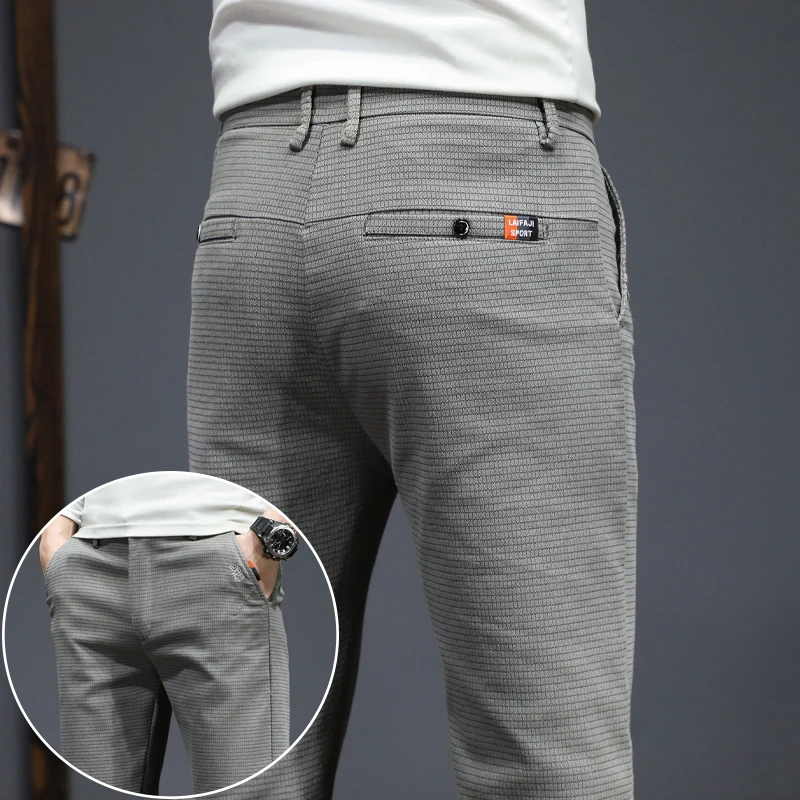 Pantaloni casual da uomo nuovi autunno inverno moda coreana pantaloni slim fit dritti elasticizzati pantaloni sportivi di alta qualità tinta unita maschile 1