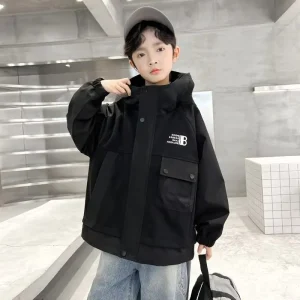 Capispalla autunno-primavera Kid Ragazzi Giacche Cerniera con cappuccio Manica lunga Bambini Frangivento Top Casual Esterno Ragazzi adolescenti Cappotti 5-14 anni 1