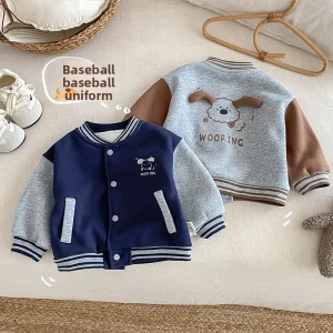 Giacca da baseball spessa da ragazzo 2025 Nuovo cappotto invernale per bambini in edizione coreana con blocchi di colore Top invernale per bambini 1