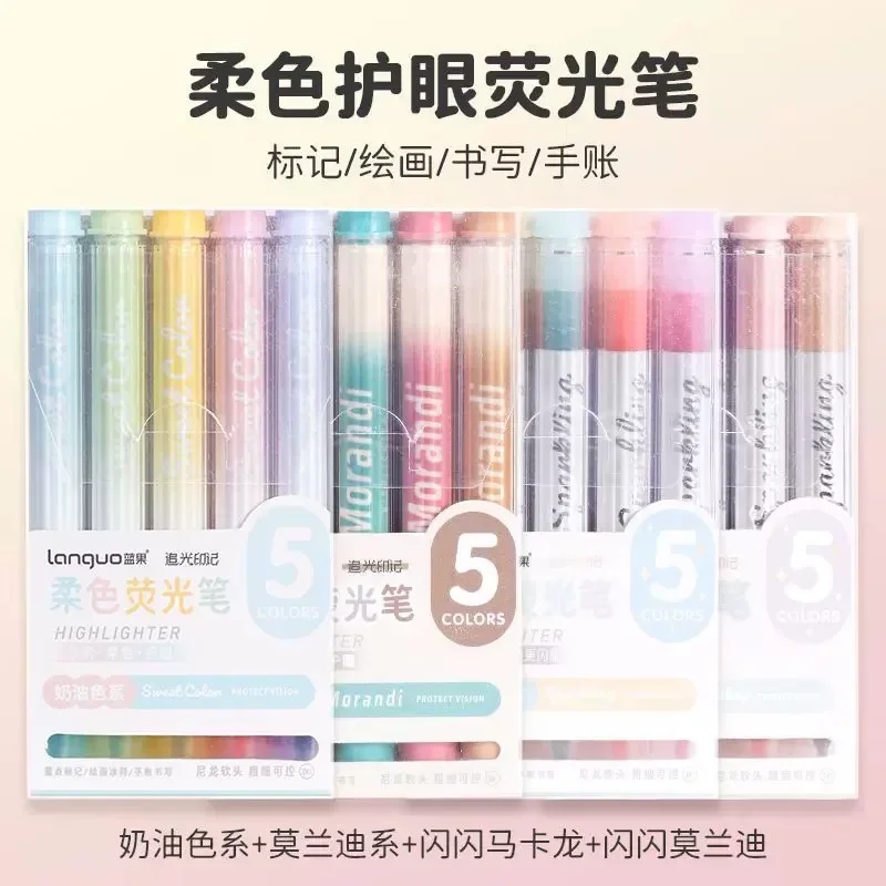 Evidenziatore da disegno Morandi a 5 colori, pennino singolo/doppio, diario per studenti, album, pittura, cancelleria, scuola, ufficio, scrittura 3