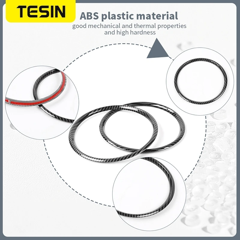 TESIN ABS In Fibra di Carbonio Auto Porta Interna Audio Altoparlante Decorazione Copertura Accessori per Ford Mustang 2015-2020 2021 2022 2023 3