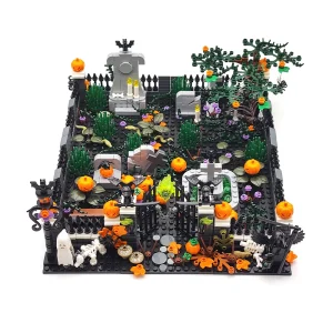 MOC Halloween casa stregata building block set di giocattoli assemblaggio fai da te cimitero horror combinazione di costruzione di scene decorazione del partito regalo 1