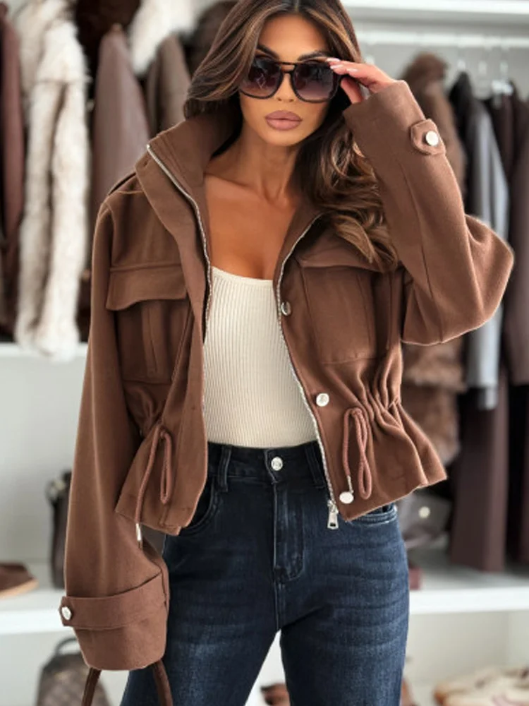 Cappotto invernale da donna New Fashion Manica lunga con cerniera Giacche da donna Casual Allentato Autunno Office Lady Chic Outwear 1