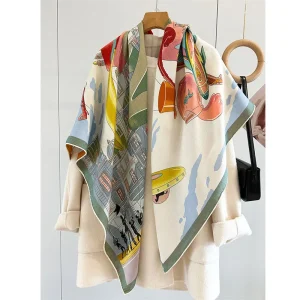 2025 Sciarpa coperta di lana invernale da donna Scialle Foulard di lana quadrato extra large Echarpe Cape 1