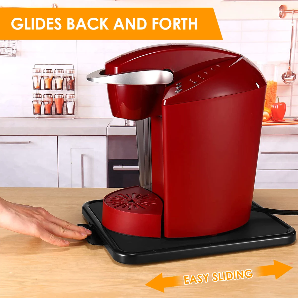 Vassoio scorrevole per elettrodomestici da cucina con ruote lisce 16.14x11.81x0,8 pollici robusto antiscivolo sotto il vassoio di rotolamento dell'apparecchio dell'armadio 4