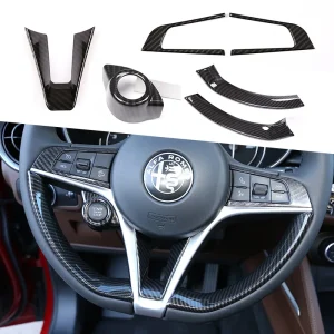 ABS In Fibra di Carbonio Per Alfa Romeo Giulia Stelvio 2017 2018 2019 Coprivolante Auto Trim Accessori Interni 1