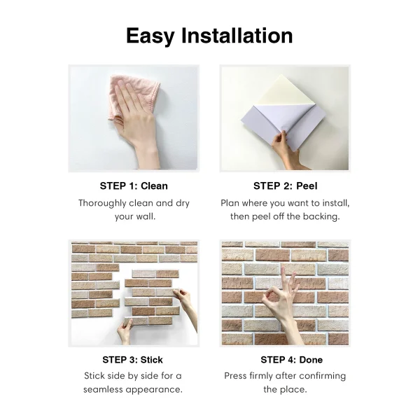 1/10 pz 3D Wall Sticker autoadesivo finto mattone pannello di parete Peel and Stick piastrelle Backsplash per cucina bagno piastrelle Sticker 4
