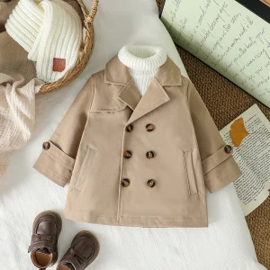 2025 New Fashion Baby Boys Trench Coat Autunno/Inverno Giacca a maniche lunghe Baby Doppio petto Cardigan Vestiti per 1-3Y 1