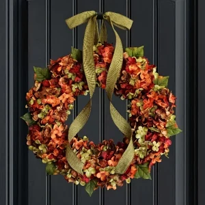 1 elegante ghirlanda autunnale da appendere con fiori di ortensia: stile classico, montata a parete, ideale per il Ringraziamento e la decorazione della casa 1