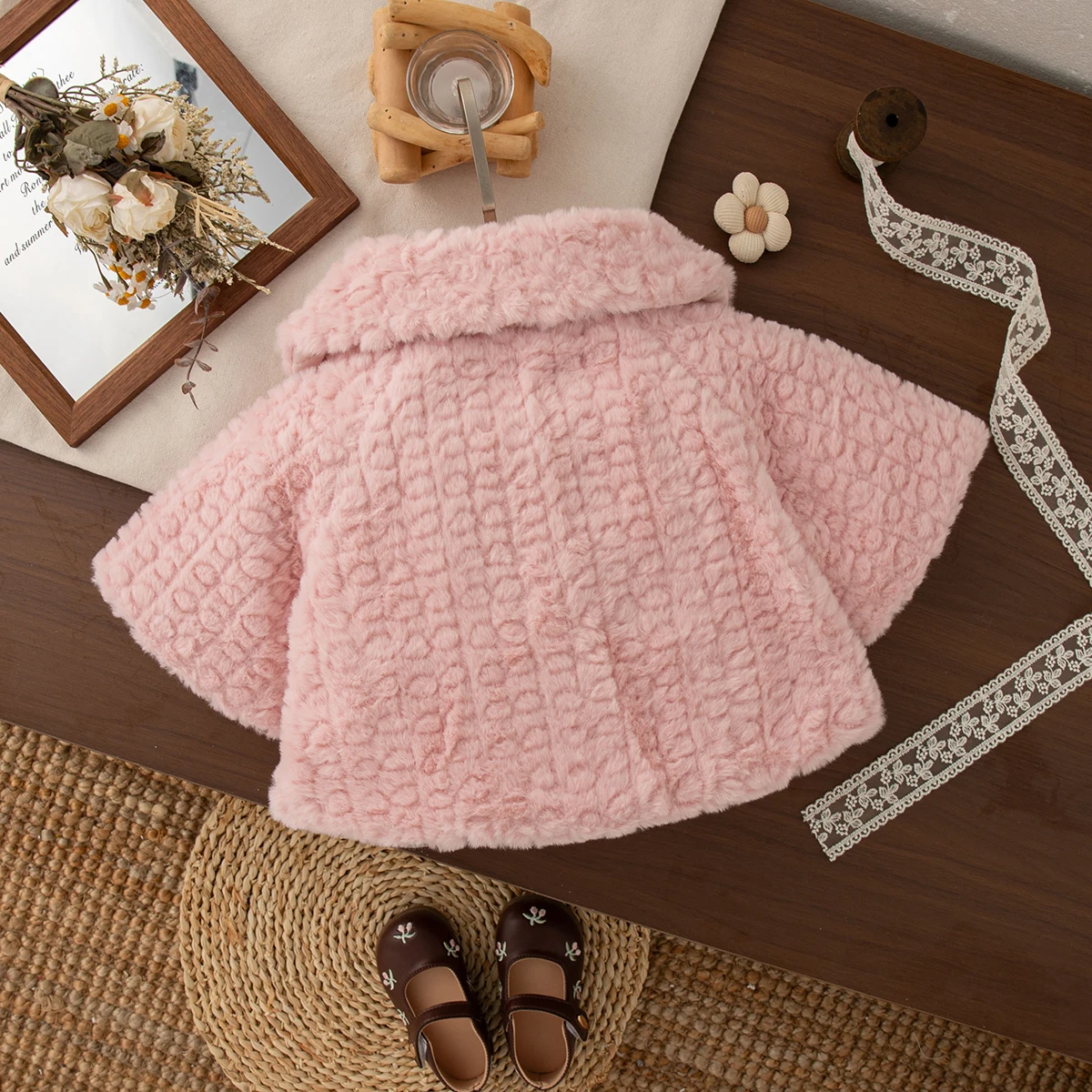 Nuovo cappotto invernale per bambina con fiocco marrone dolce, abbigliamento per bambini antivento e caldo adatto ai bambini dai 9 mesi ai 3 anni 2