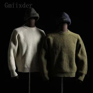 Maglione pesante americano da uomo versione coreana 2025 autunno inverno addensato alla moda allentato versatile giacca maglione con risvolto alla moda 1