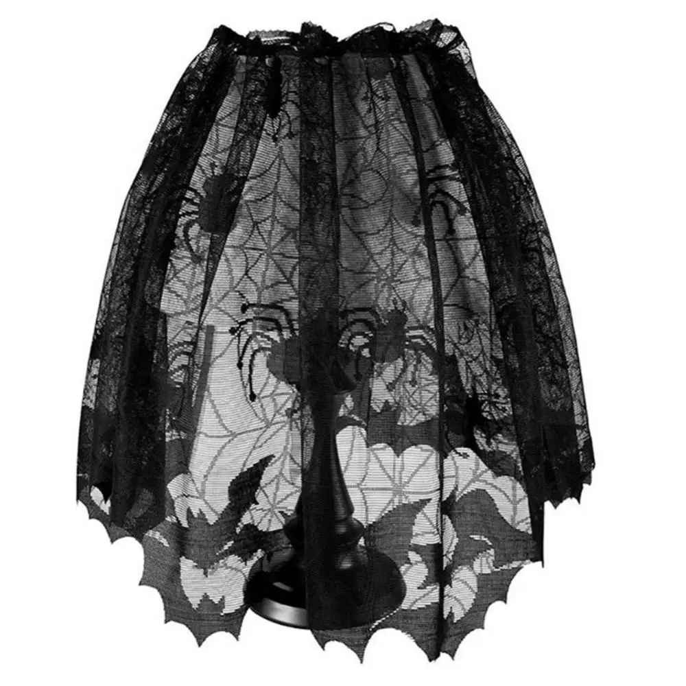 Paralume pipistrello di Halloween ragnatela copertura paralume nastro di pizzo tenda camino decorazione per feste forniture strumenti 5