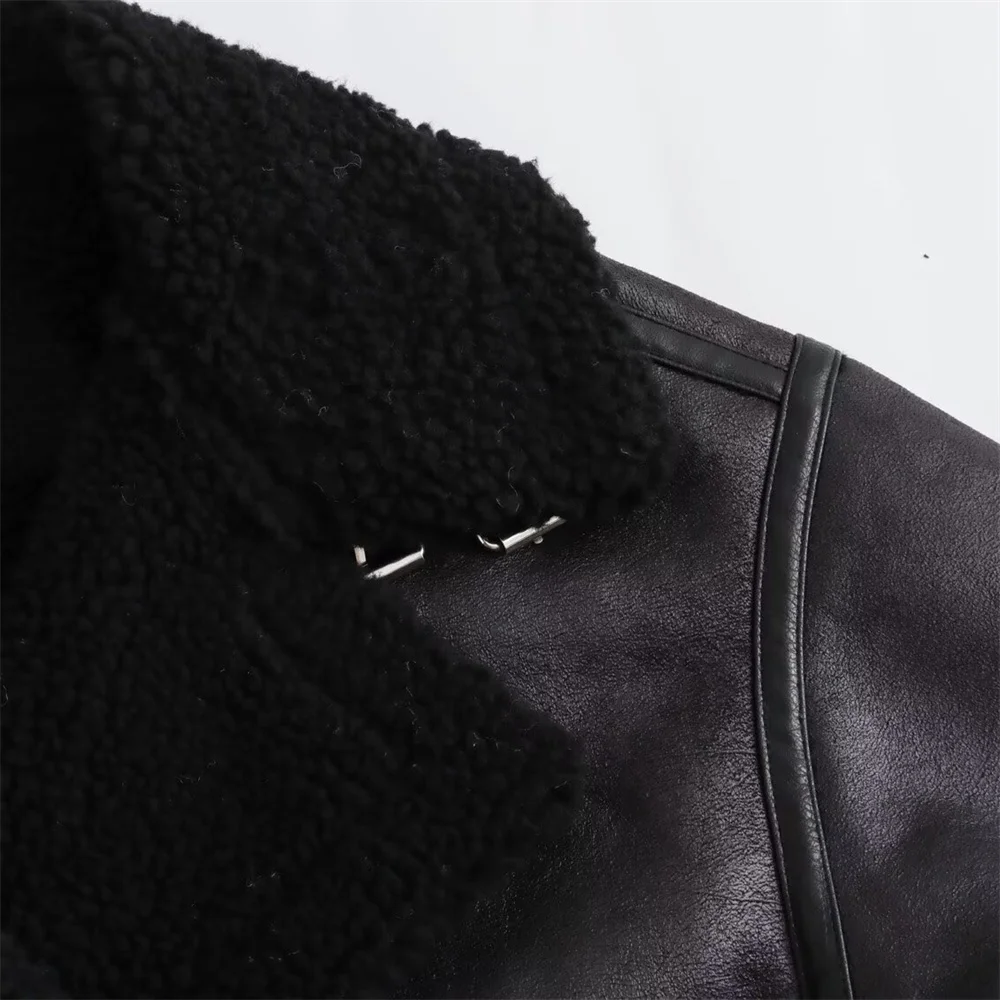 Autunno nuove donne stile europeo e americano moda allentata con cintura cappotto giacca con colletto a doppia faccia 5