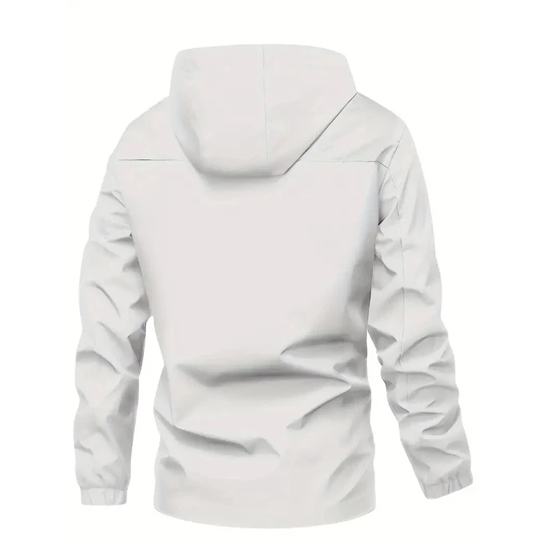 CHRLCK Giacche da trekking impermeabili da uomo Giacca da campeggio antivento Giacca a vento da uomo con cappuccio Pesca Trekking Stampa Giacca da uomo Casaco 2