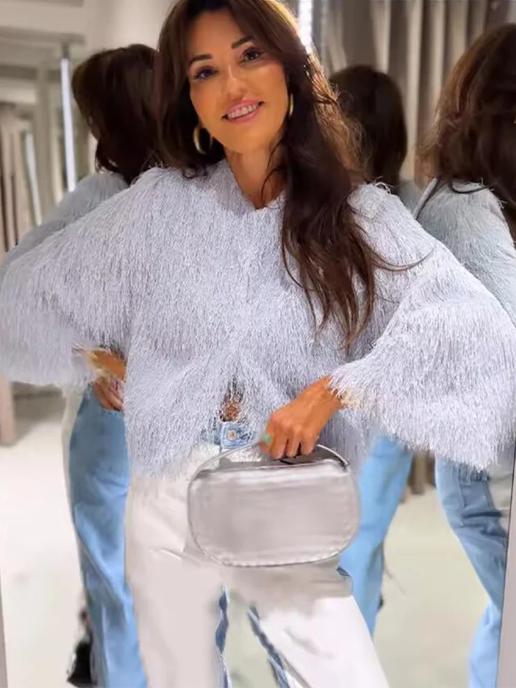 Cappotti corti con decorazione nappa Giacche con maniche da polso alla moda da donna per donna 2025 Capispalla casual da donna elegante da ufficio 4