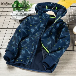 Dubbped Kids dinosaur Jacket ragazzi impermeabile cappello staccabile Design cappotto giacca a vento capispalla panno antivento in pile polare 1