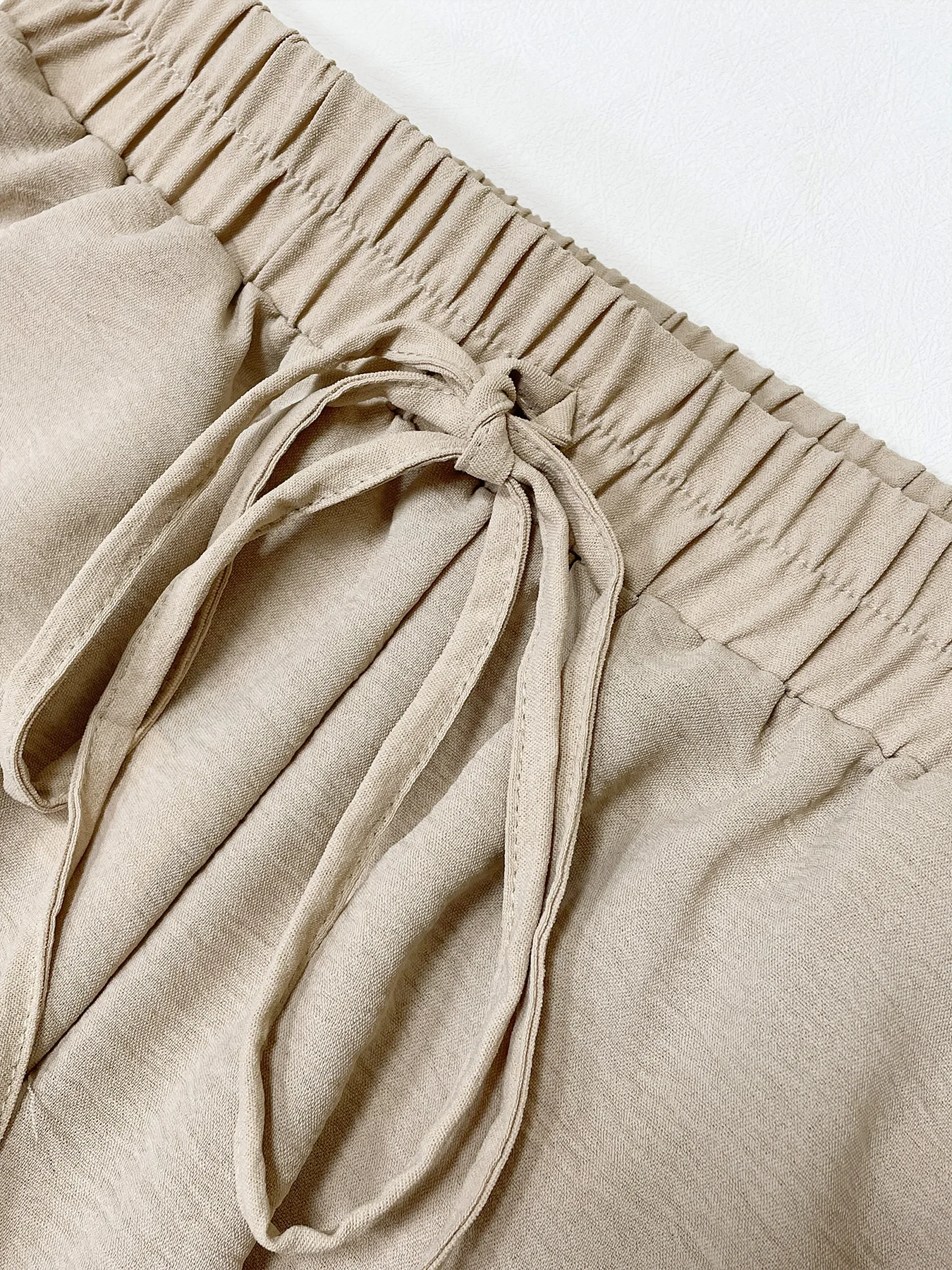 Pantaloni da donna a gamba dritta in vita elastica sul davanti con tasca semplice, pantaloni casual a gamba larga a vita alta per l'uso quotidiano, pantaloni larghi 6