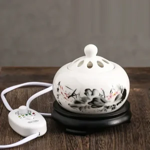 Plug-in 110 V/220 V Lotus Forno Olio Essenziale Ceramica Elettrico Legno di Sandalo OUDH Polvere Bruciatori di Incenso Meditazione Stufa Fragrante 1