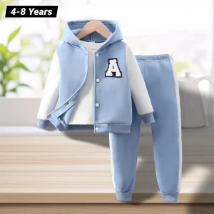 2025 Inverno Peluche Ragazzo Abbigliamento Set Morbido Ventilare Bambini Abiti Moda Ragazza A Maniche Lunghe Lettera Con Cappuccio Top + Pantaloni Ragazzi Vestito 1