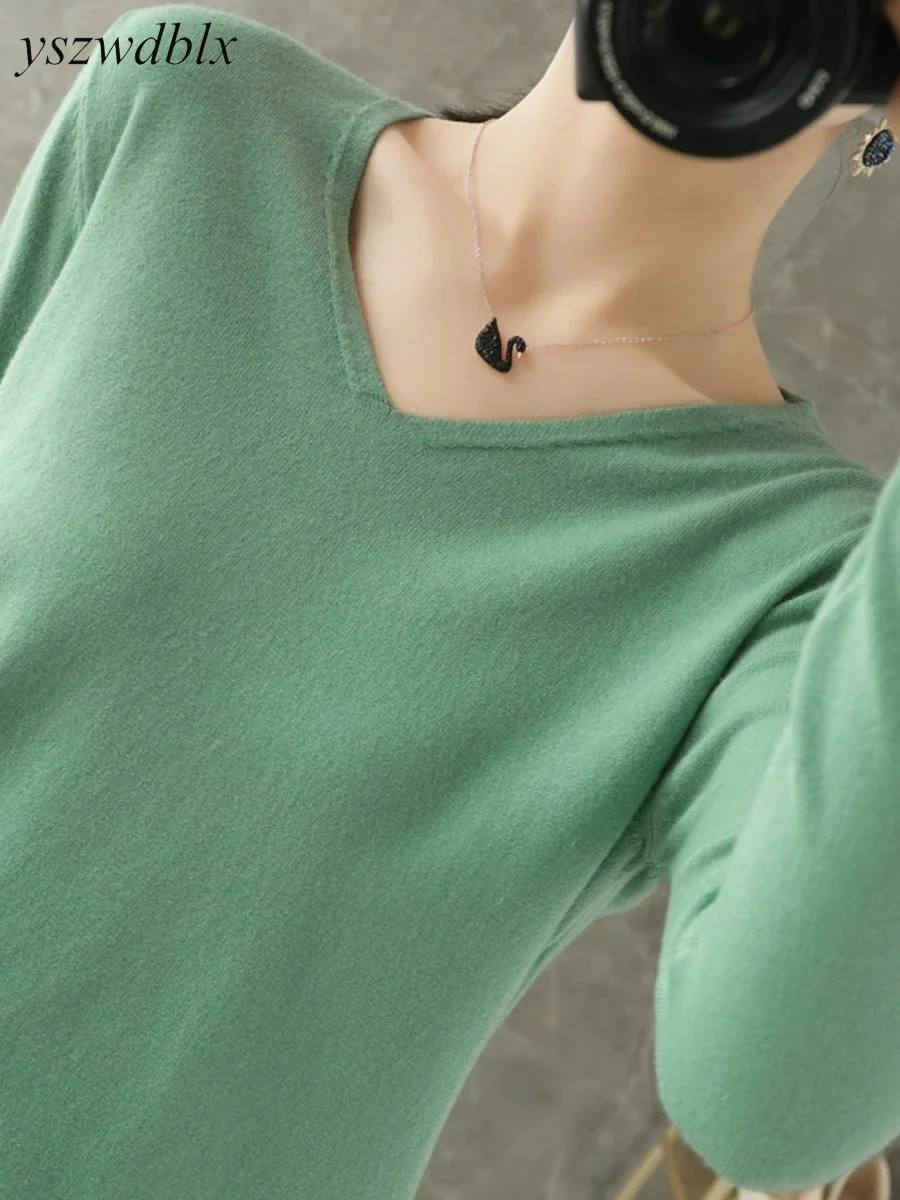 YSZWDBLX Maglioni da donna Primavera Autunno Pullover lavorato a maglia con scollo a V Camicia con fondo allentato Maglione moda in cashmere Maglione rosa solido 4