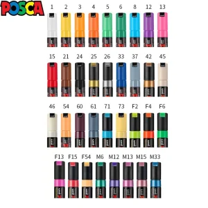 Marcatore Posca 8K in 35 colori, penne Posca per materiale artistico, materiale scolastico, arte della roccia, vernice in tessuto, pennarelli in tessuto, penna a vernice, 1