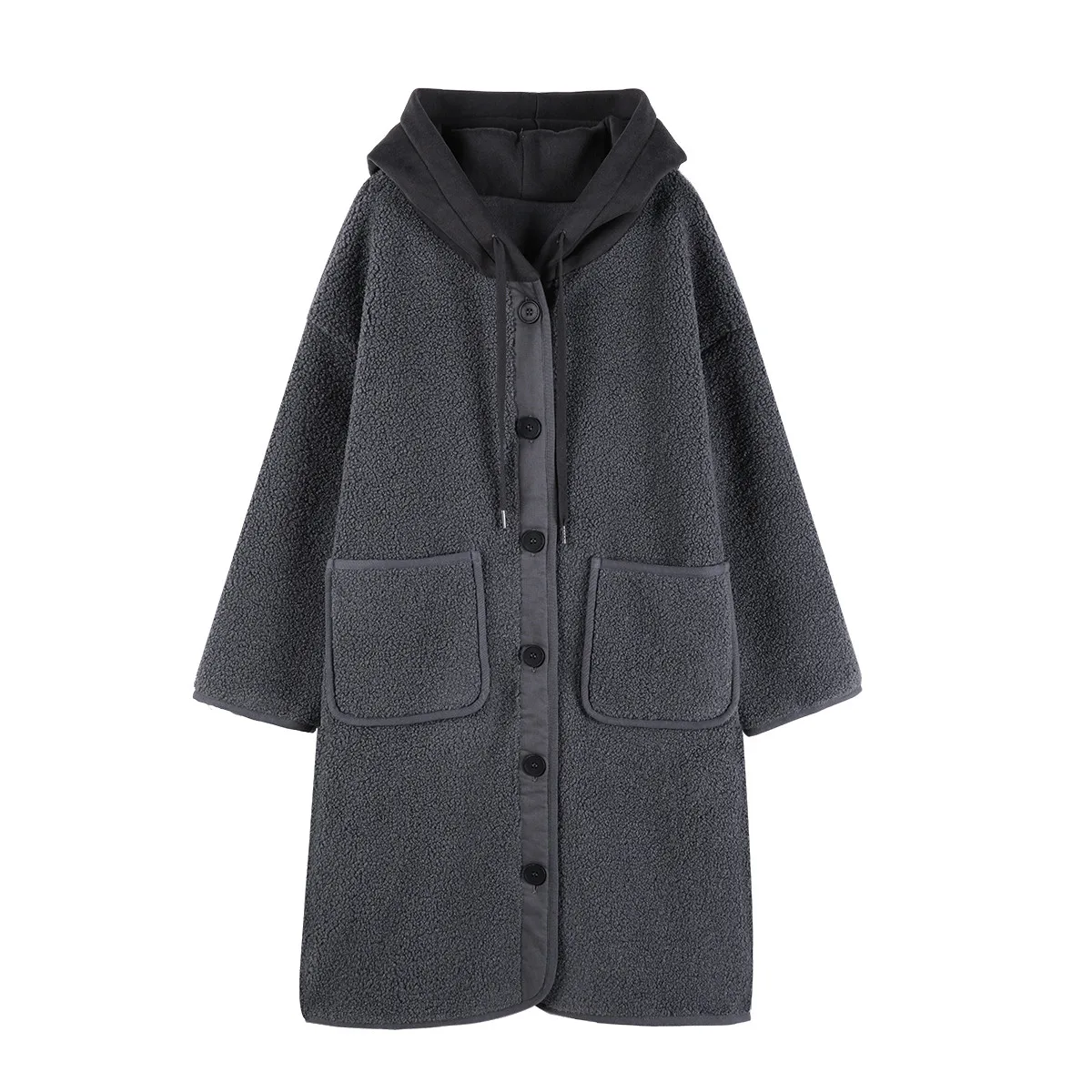 2025 Cappotto lungo con cappuccio da donna oversize nuovo stile pigro Accogliente trench britannico con coulisse per l'inverno Moda casual chic 1