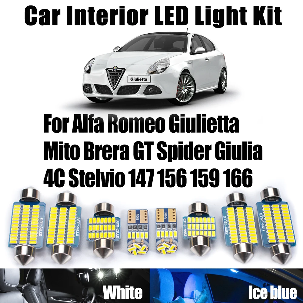Kit luce di lettura interna a LED Canbus per Alfa Romeo Giulietta Mito Brera GT Spider Giulia 4C Stelvio 147 156 159 166 Lampadine per auto 1