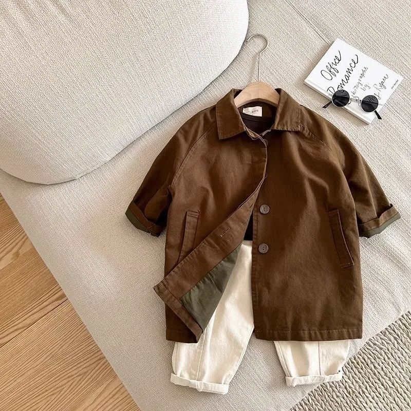 Moda neonata ragazzo cotone Trench Kid giacca frangivento primavera autunno bambino cappotto antipolvere sciolto Kid Outwear vestiti per bambini 1-10Y 4