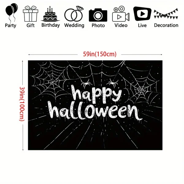 Tessuto di sfondo di Halloween, decorazione di ragnatela, decorazione per feste a tema zucca, tessuto per atmosfera di Halloween 3