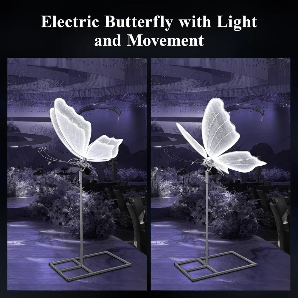 Lampada da terra a farfalla elettrica per matrimonio Grandi oggetti di scena mobili per decorazione a farfalla con ali battenti - per la festa di compleanno Baby Showe 2