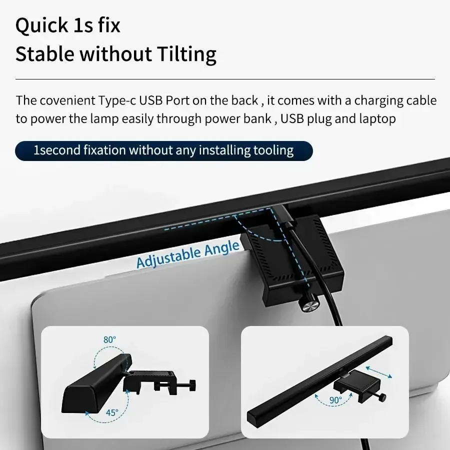 Lampada da scrivania a LED Monitor Barra luminosa PC Computer Luce per schermo dimmerabile 33 cm 50 cm Ufficio Studio Lettura Lampada da tavolo sospesa Alimentata tramite USB 6