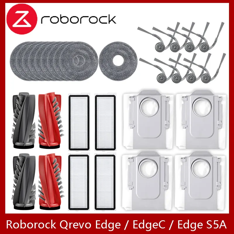 Adatto per (Roborock Qrevo Edge / EdgeC / Edge S5A / 5V1 / Curv) Parti per aspirapolvere Rullo principale Spazzola laterale Filtro Hepa Sacchetto per la polvere in tessuto 1