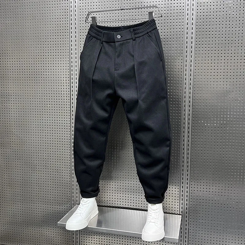Abbigliamento uomo Autunno Inverno Nuovo 2024 Pantaloni casual a gamba larga di lana per uomo Pantaloni Harlan larghi tutto-fiammifero Pantalones Hombre 5