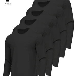 Camicia sportiva da uomo a maniche lunghe nera in 5 pezzi girocollo Top ad asciugatura rapida Abbigliamento sportivo fitness Abbigliamento sportivo casual da esterno Body-Shap 1