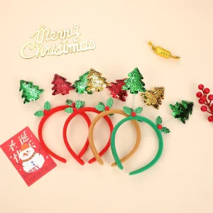 Fasce per decorazioni natalizie con paillettes ribaltabili Regali di Natale Fasce per alberi Fasce per capelli per adulti per bambini Accessori per capelli 1