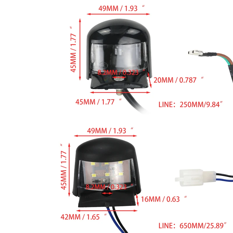 LESQUE Pit Dirt Bike Luce targa in plastica Luci posteriori per moto Lampada per la maggior parte degli accessori Motocross Cafe Racer 3