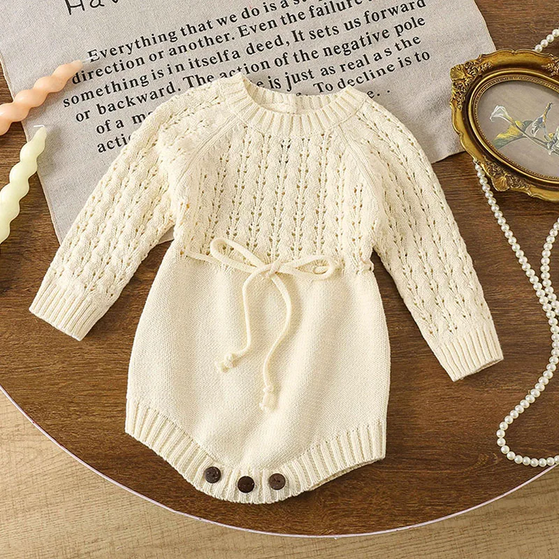 Body per neonato autunnale Vestiti per maglieria per neonata Manica lunga Tuta per neonato Set pagliaccetto lavorato a maglia invernale Abbigliamento per neonata 1