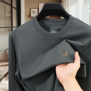 Nuova comoda maglietta girocollo del marchio di lusso per gli uomini di fascia alta del 2025 vendita calda top casual a maniche lunghe con ricamo per cani di piccola taglia 1