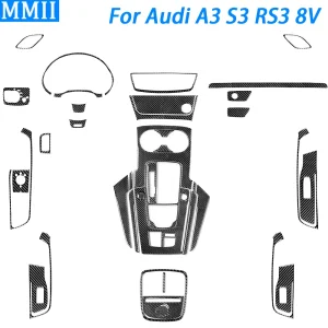 Per Audi A3 S3 RS3 8V 2013-2019 accessori in fibra di carbonio Console centrale cruscotto Air Vent Panel Trim Set Car Interior Sticker 1