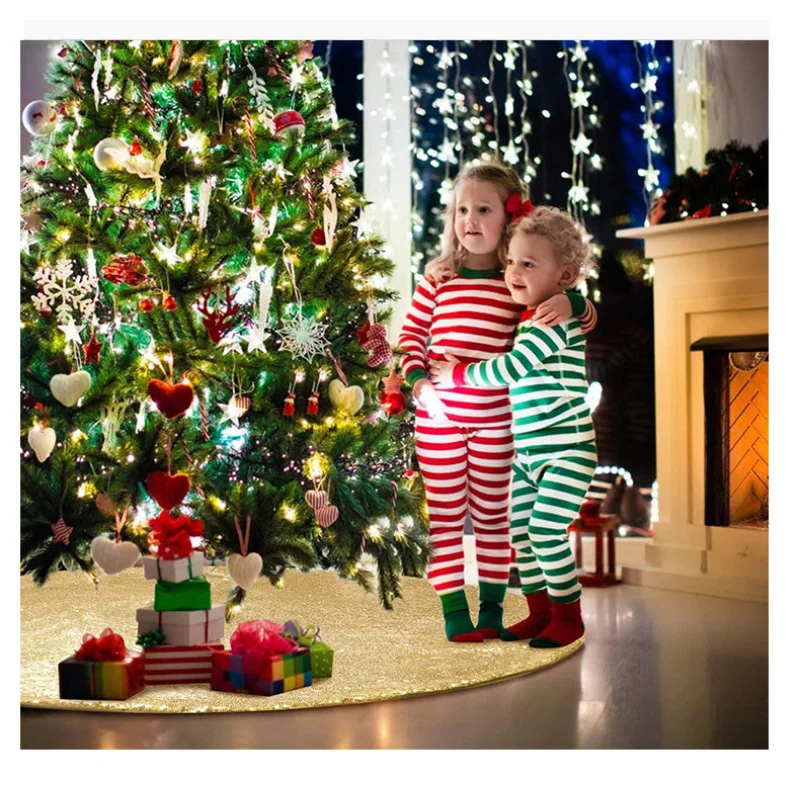 60/90/120 cm Oro Gonna per albero di Natale Decorazione Gonna per albero con paillettes Rosso Argento Decorazione per albero di Natale Grembiule inferiore Gonna per albero 6