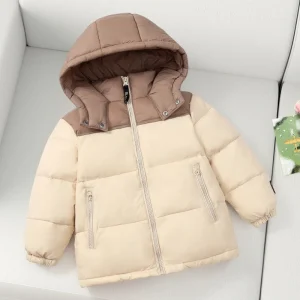 2025 Inverno Nuovo Ragazzo Giacca Splicing Stile di Spessore Tenere Al Caldo Cappotto Frangivento Con Cappuccio Per 4-14Y Adolescenti Bambini Per Il Tempo Libero Cotone Imbottiture Snowsuit 1