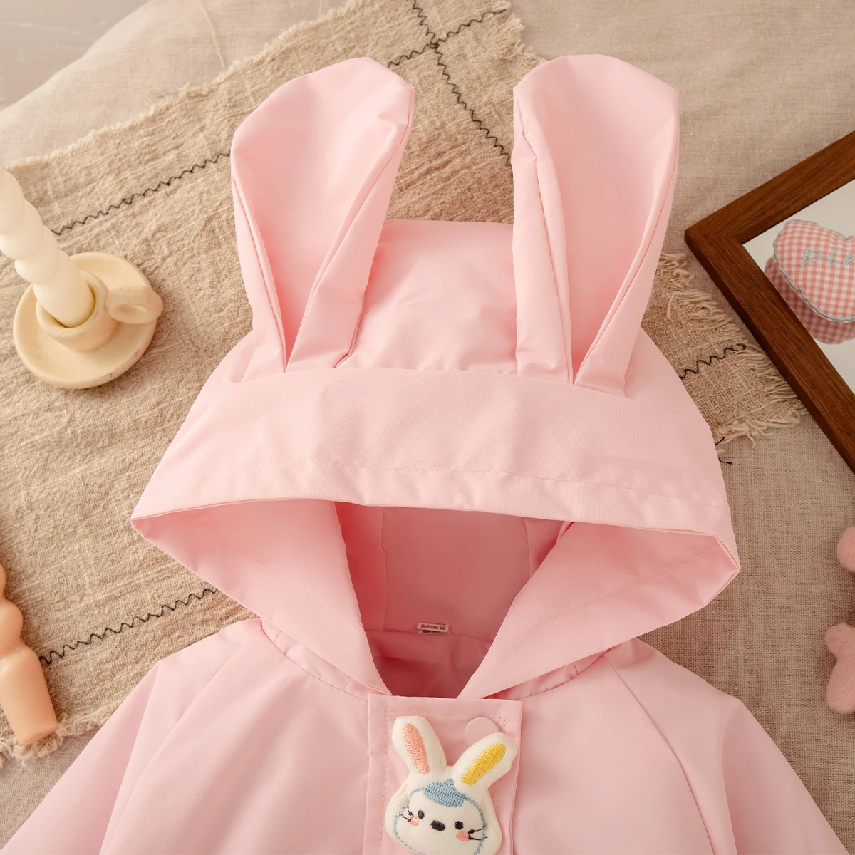 Giacca da ragazza Primavera/Autunno Cappotto da bambina in cotone con cappuccio Cartoon Capispalla per neonato in pizzo carino Vestiti per bambina 3