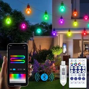 Luce a stringa LED impermeabile per esterni USB 15M 25 lampadine Lucine Bluetooth LED Ghirlanda Lampada Camera Giardino Campeggio Decorazioni natalizie 1