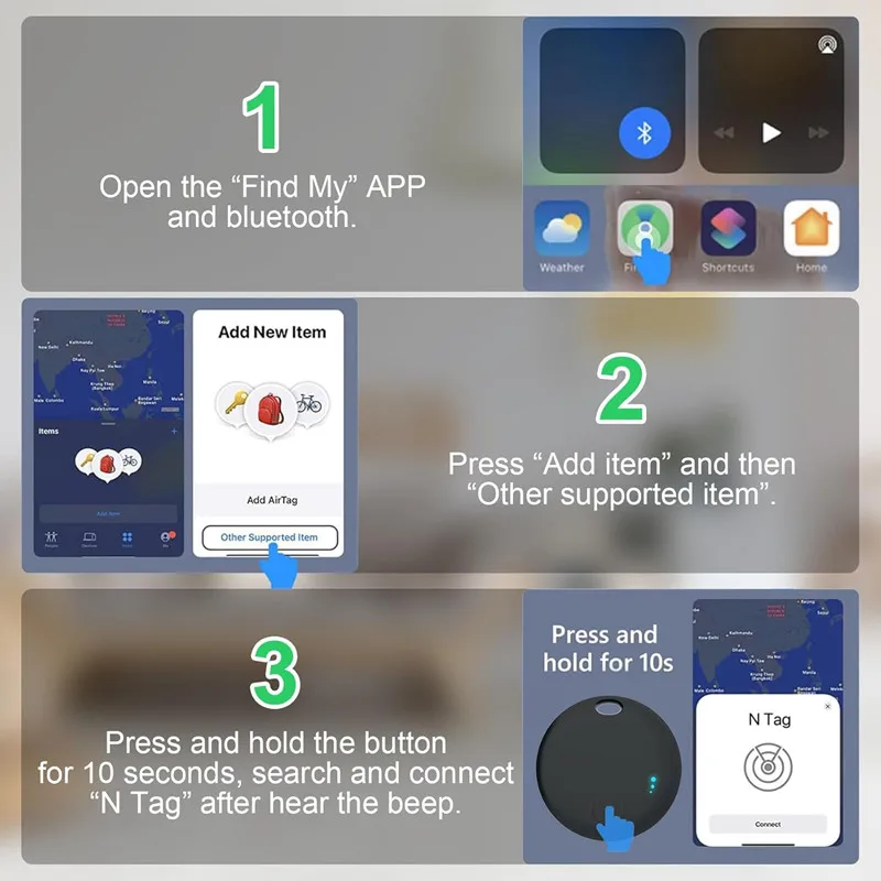 Air tag Localizzatore GPS Smart Tag Ricerca Bluetooth Localizzatore di tracciamento Lavoro Trova il mio dispositivo di promemoria anti smarrimento Chiave per auto Pet Kids 6