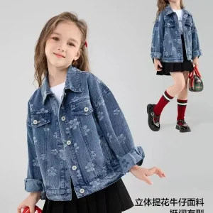 Cappotti di jeans per ragazze Nuova giacca di jeans per ragazze primaverili Cappotto di moda per bambini Capispalla casual per vestiti per bambini per bambine 1