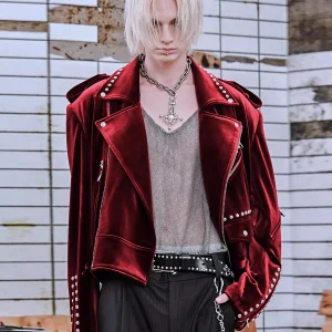 Mauroicardi Primavera Autunno Fresco Corto Morbido Velluto Giacca da motociclista da uomo Cerniera Elegante Chic Elegante Designer di lusso Abiti Emo 1
