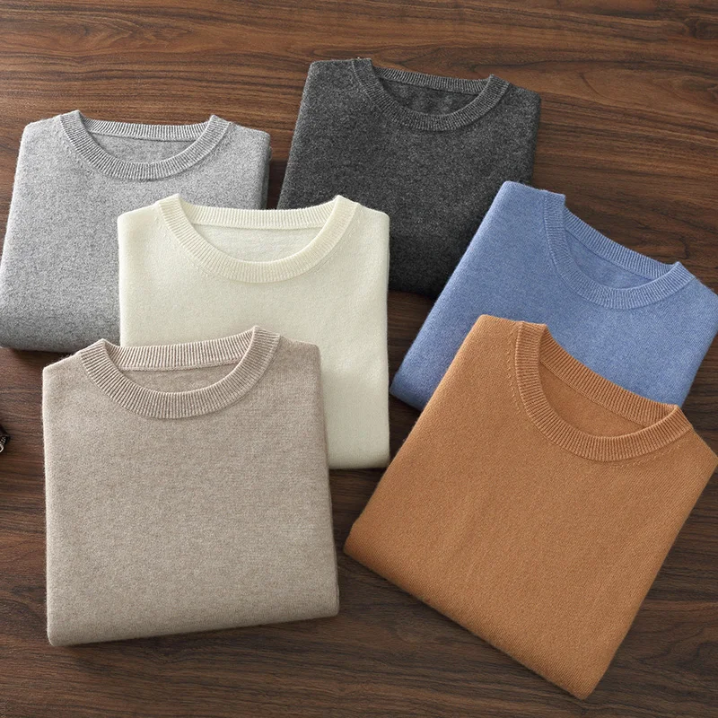 100% maglione di cashmere di capra da uomo O-Collo pullover in maglia autunno/inverno nuovo colore solido top a maniche lunghe business casual abbigliamento da uomo 6