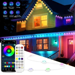 Luci per grondaia RGB Luci per illuminazione esterna permanenti Bluetooth Temporizzatore di sincronizzazione musicale IP67 Stringa impermeabile Decorazioni per feste a casa 1