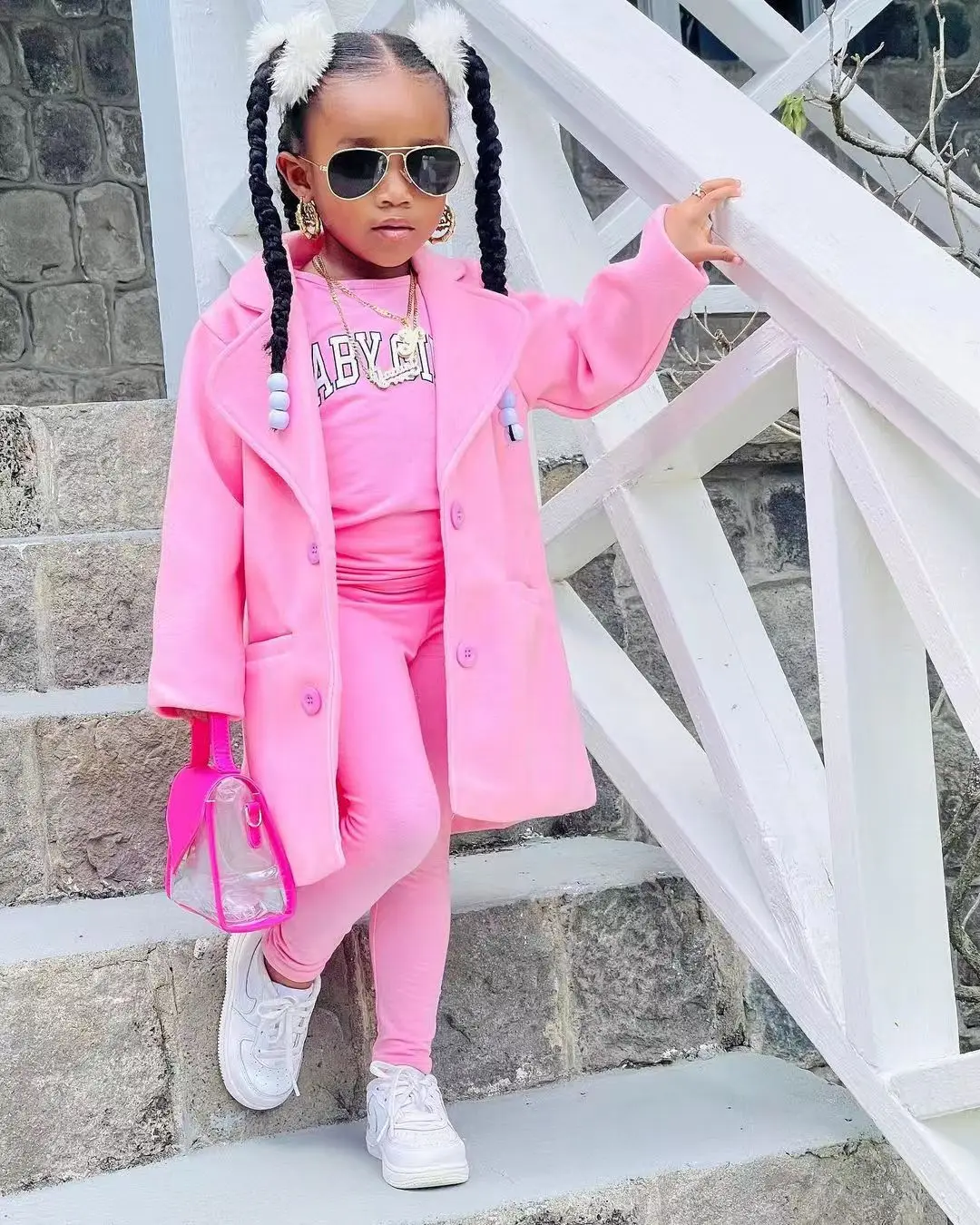 Autunno inverno giacche da ragazza cappotto Casual t-shirt pantaloni attillati 3 pezzi Set cappotto lungo caldo abbigliamento per bambini vestiti per ragazze per 3 4 5 6 7 5