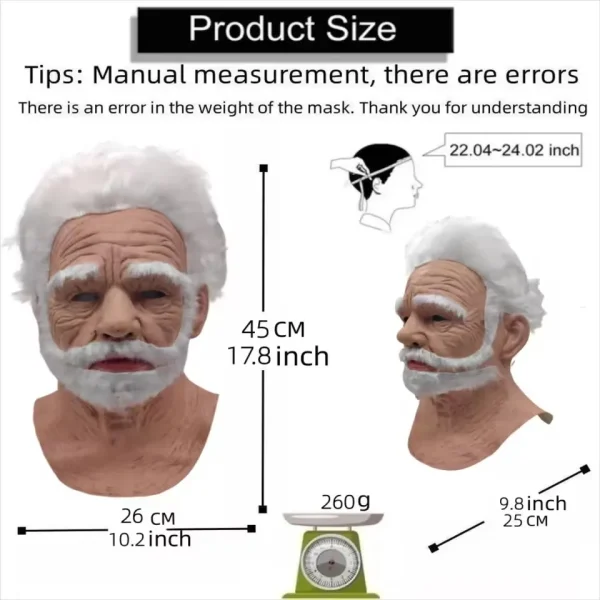 Maschera da uomo anziano di Halloween Simulazione di vicissitudini realistiche Maschera a pieno facciale Gioco di ruolo Copricapo da gioco per feste scolastiche 6